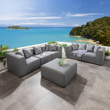 Quatropi Zeus Modular Outdoor 2 & 3 Seater Garden Sofa Set with Coffee Table Grey 250cm & 180cm S4+S2