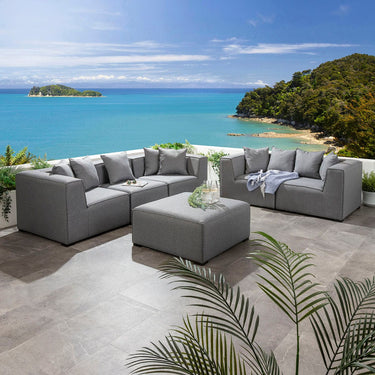 Quatropi Zeus Modular Outdoor 2 & 3 Seater Garden Sofa Set with Coffee Table Grey 250cm & 180cm S4+S2