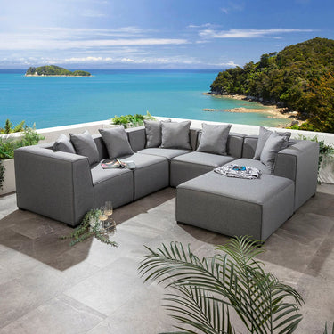Quatropi Zeus Modular Outdoor Garden Corner Sofa Set with Footstool Grey 250x250cm L6C