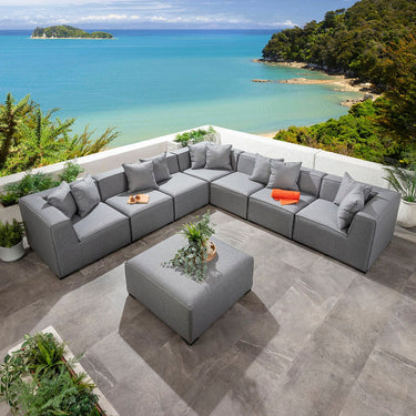 Quatropi Zeus Modular Outdoor Garden Corner Sofa Set with Footstool Grey 320x320cm L8B