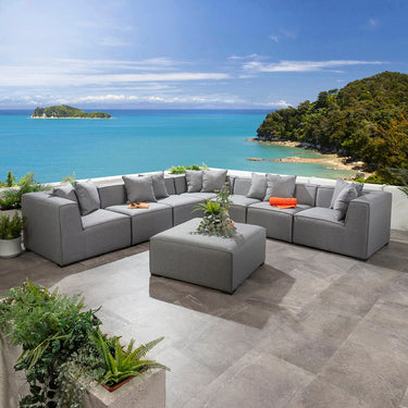 Quatropi Zeus Modular Outdoor Garden Corner Sofa Set with Footstool Grey 320x320cm L8B