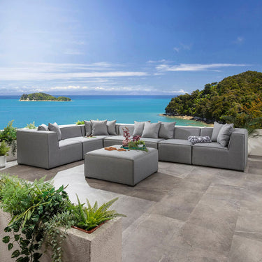 Quatropi Zeus Modular Outdoor Garden Corner Sofa Set with Footstool Grey 390x250cm L8