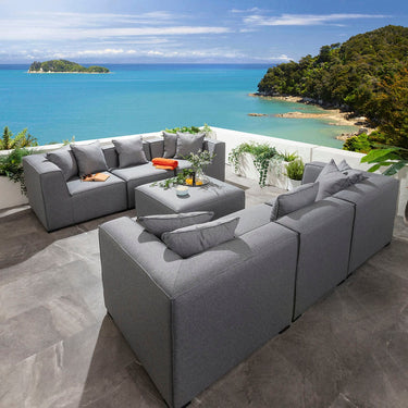 Quatropi Zeus Modular Outdoor Garden Sofa Set with Footstool Grey 250cm S7