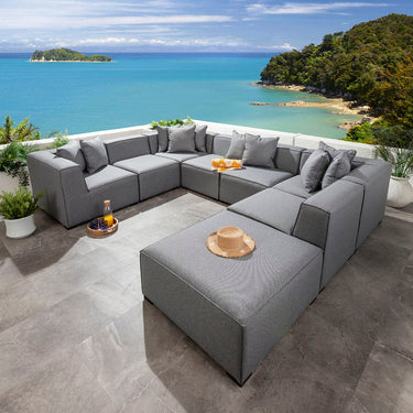 Quatropi Zeus Modular Outdoor Garden U-Shape Sofa Set with Footstool Grey 320x250cm U8