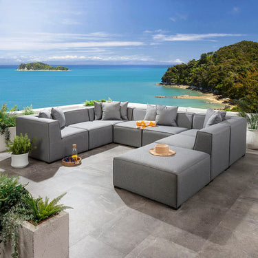 Quatropi Zeus Modular Outdoor Garden U-Shape Sofa Set with Footstool Grey 320x250cm U8