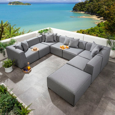 Quatropi Zeus Modular Outdoor Garden U-Shape Sofa Set with Footstool Grey 320x250cm U8