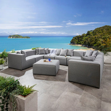 Quatropi Zeus Modular Outdoor Garden U-Shape Sofa Set with Footstool Grey 390x250cm U10