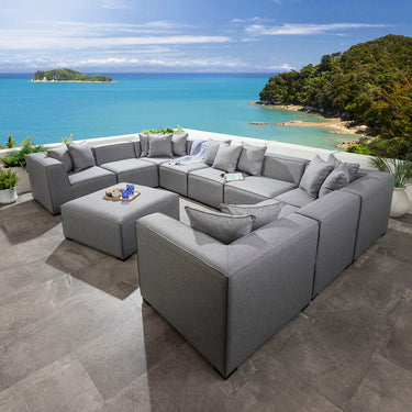 Quatropi Zeus Modular Outdoor Garden U-Shape Sofa Set with Footstool Grey 390x250cm U10