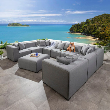 Quatropi Zeus Modular Outdoor Garden U-Shape Sofa Set with Footstool Grey 390x250cm U10