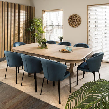 Quatropi Zoe Modern Velvet Dining Chairs Agean Blue & Black