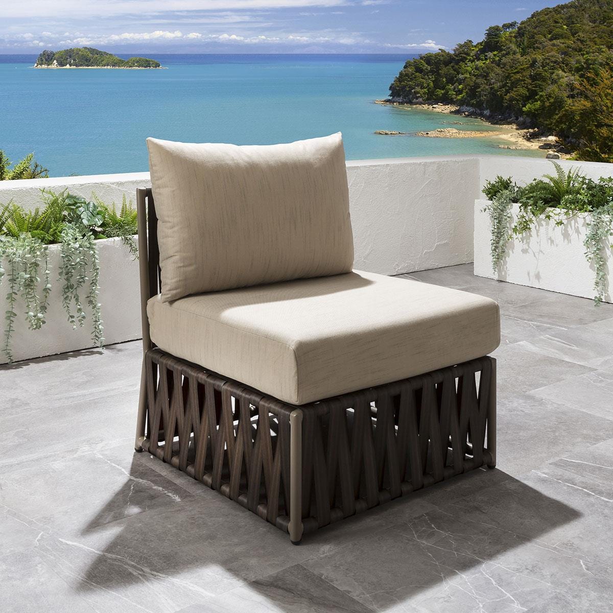 Quatropi 5 Seater Modular Garden Corner Sofa & Footstool Furniture Set in Brown Rattan | Theo