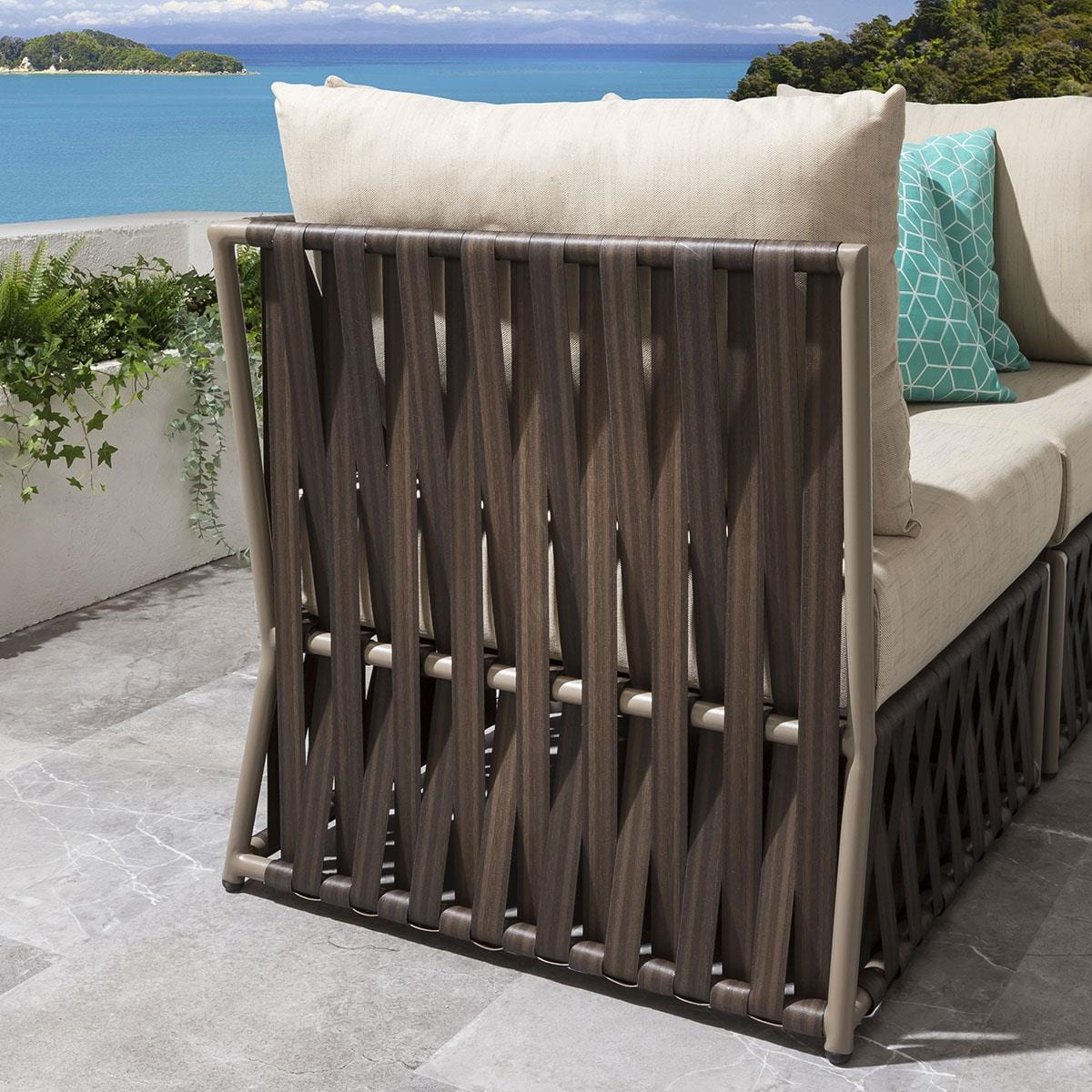 Quatropi 5 Seater Modular Garden Corner Sofa & Footstool Furniture Set in Brown Rattan | Theo