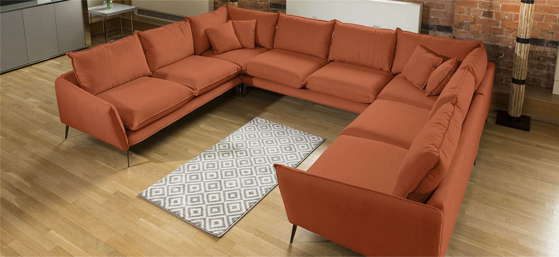 Quatropi Amazing Rachel Extra Deep U Shape Modular Sofa Many Fabrics 3.45 x 2.65m
