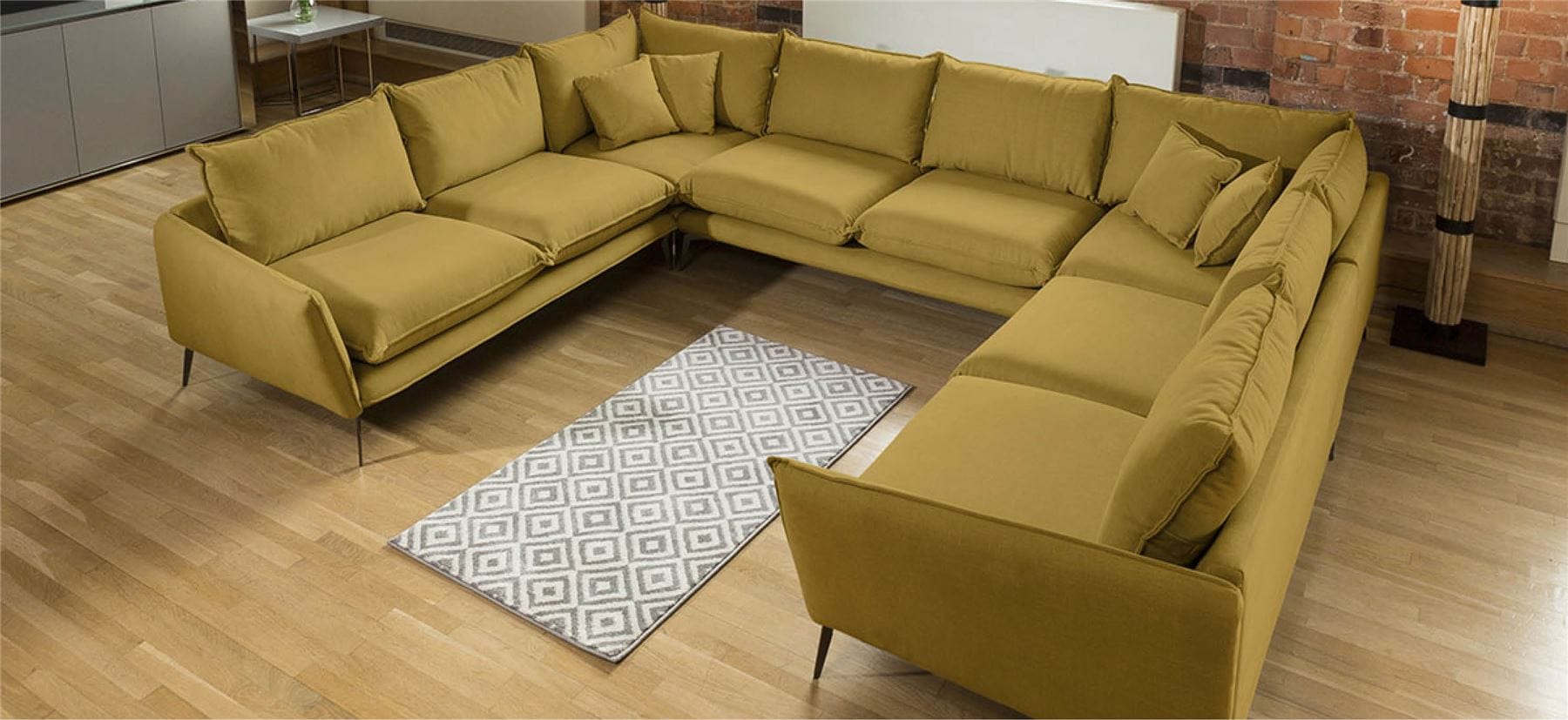 Quatropi Amazing Rachel Extra Deep U Shape Modular Sofa Many Fabrics 3.45 x 2.65m