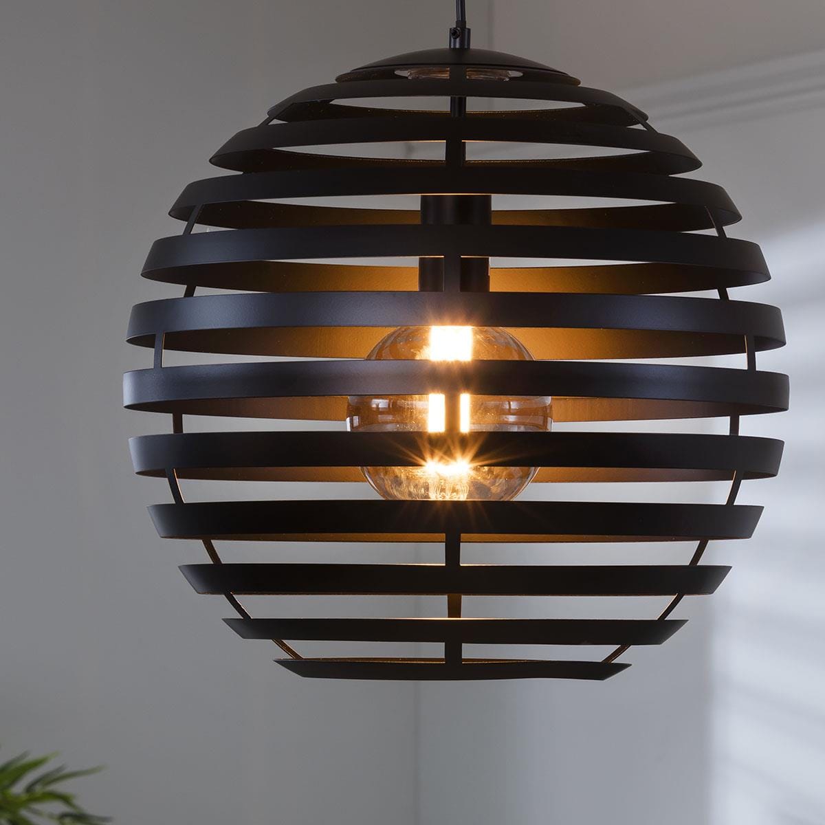 Quatropi Ball Pendant Light Fitting Medium Ø 40cm - Black Metal - Dimmable LED Included
