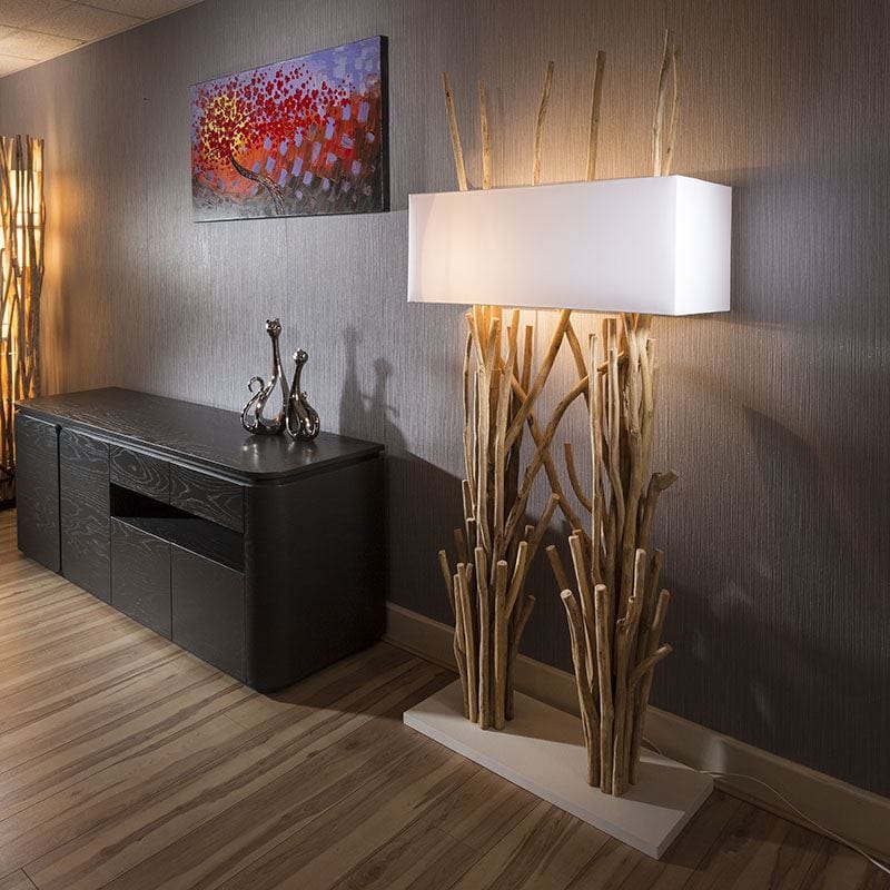 Quatropi Beautiful tall Modern Designer driftwood Floor Lamp/Light white 185cm