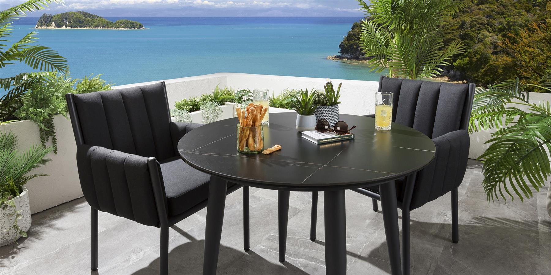 Quatropi Cannes 2 Seater Dining Set - Ceramic Black
