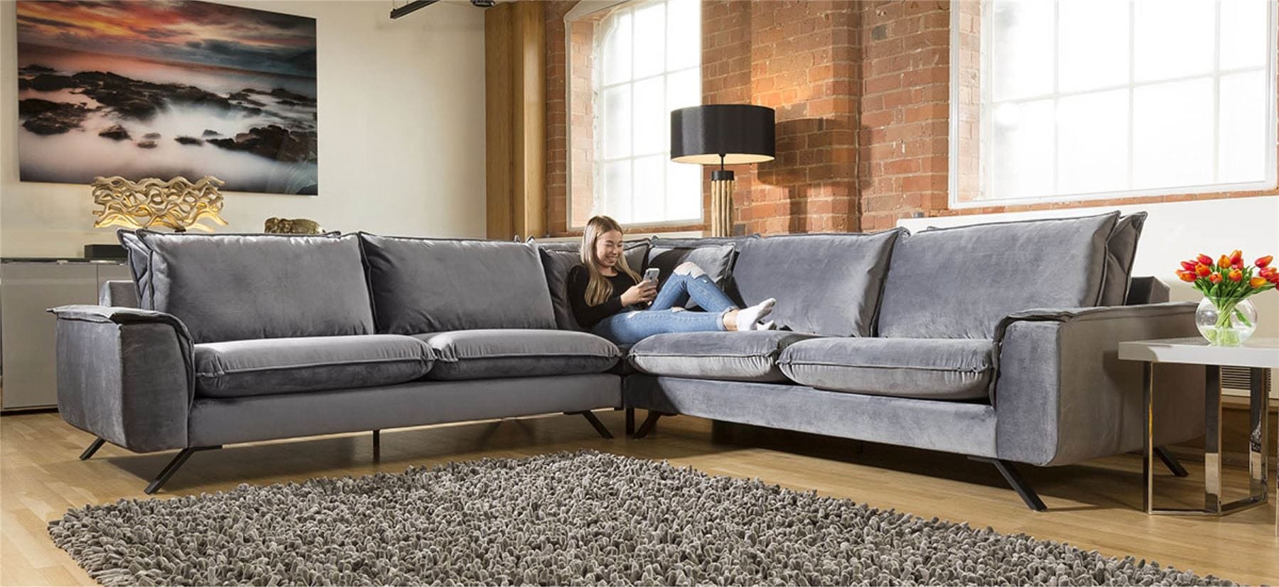 Quatropi Ellie Extra Large L Shape Corner Modular Sofa Many Fabrics 3.0 x 3.0m