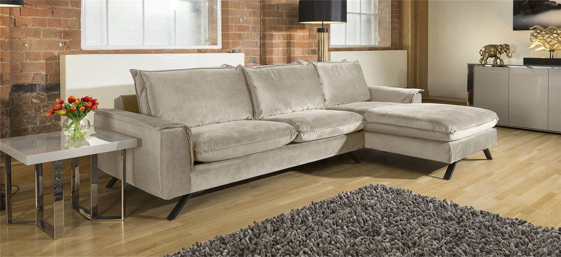 Quatropi Ellie Large L Shape Corner Modular Modern Sofa Many Fabrics 3.08 x 1.8m