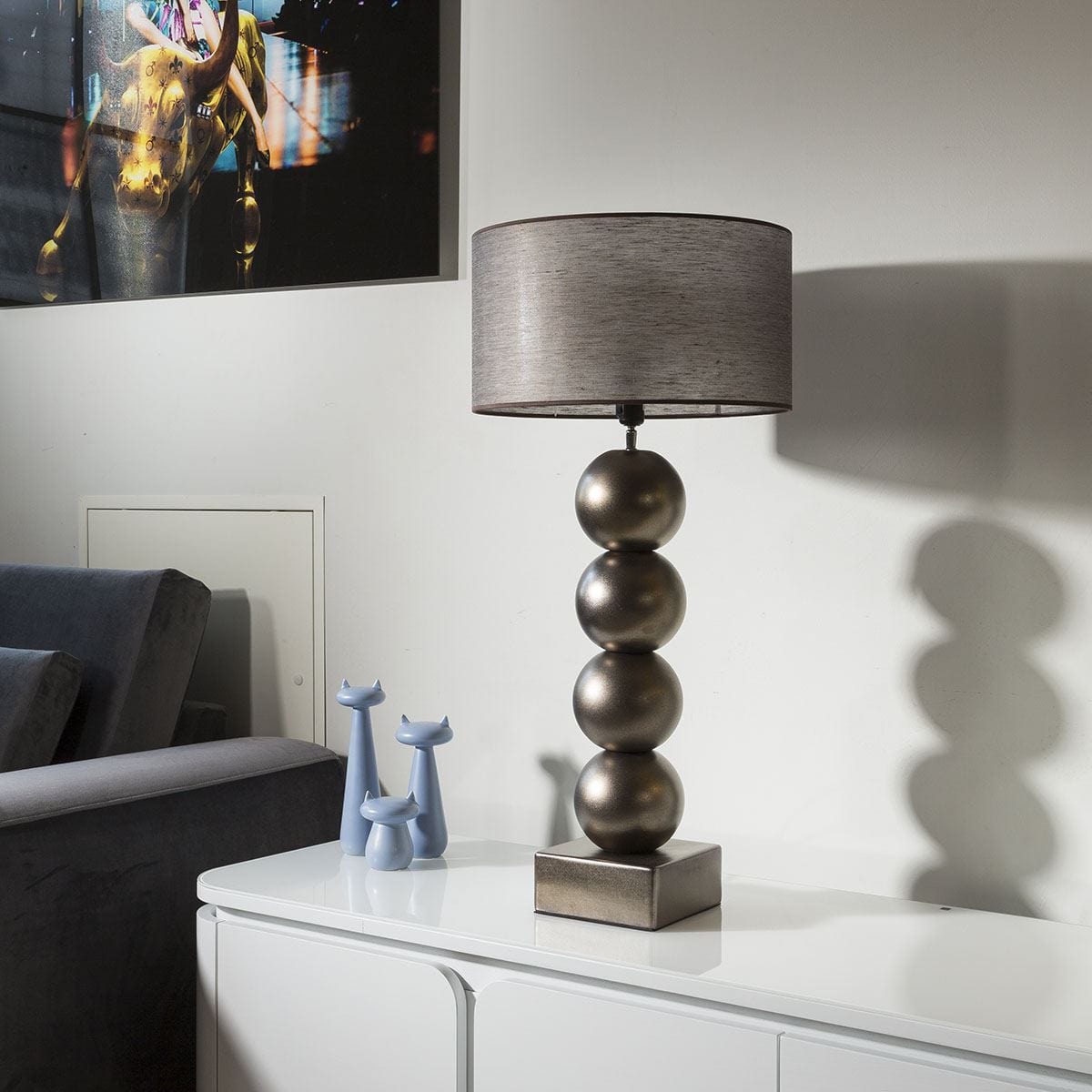 Quatropi Envy Lighting Modern Designer Tall Table / Bedside Lamp Bilba Bronze