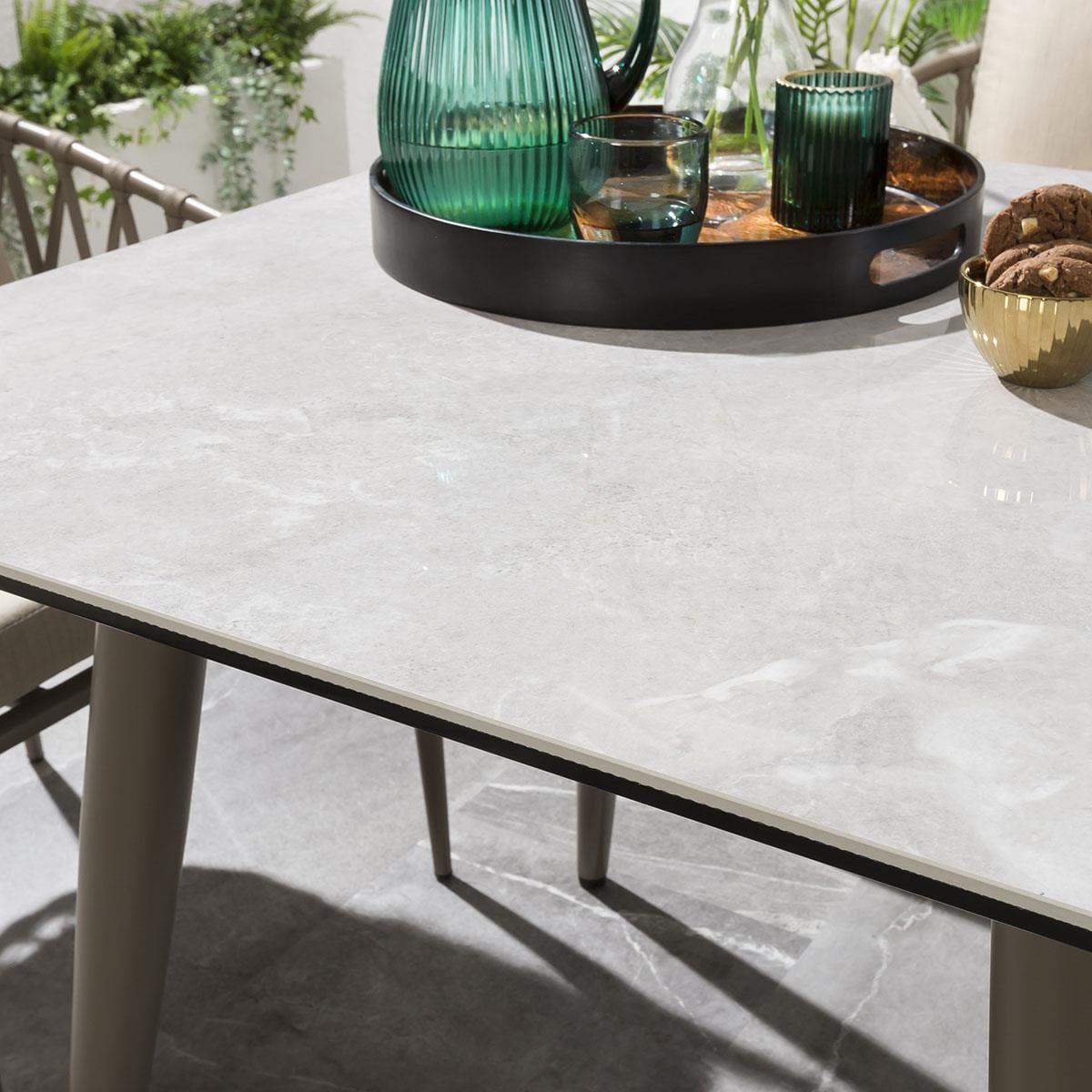 Quatropi Garden Square Bistro Dining Table | Beige Aluminium & Durable Ceramic Top 90cm × 90cm