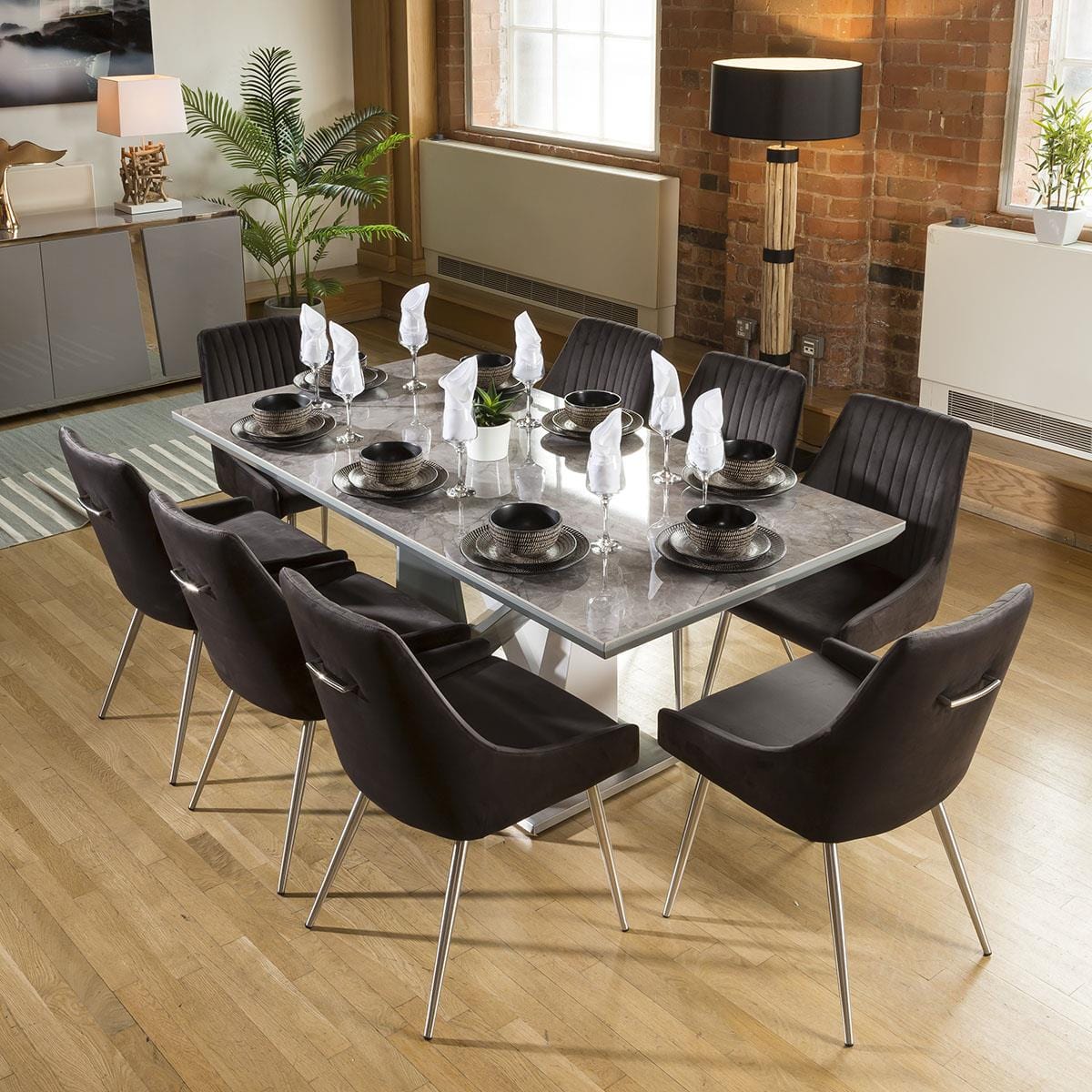 Quatropi Large Rectangular Modern Dining Dining Table Grey Ceramic 180 x 90cm