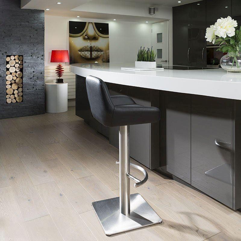 Quatropi Luxury Black Kitchen Breakfast Bar Stool /Seat Brushed Stainless ob218