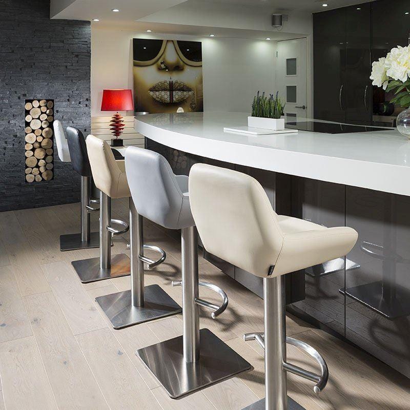 Quatropi Luxury Black Kitchen Breakfast Bar Stool /Seat Brushed Stainless ob218