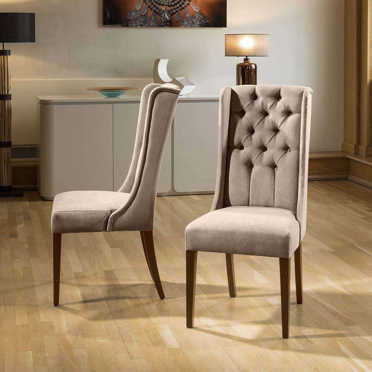 Quatropi Luxury Made to Order Premium High Back Velvet buttoned Dining Chair x2