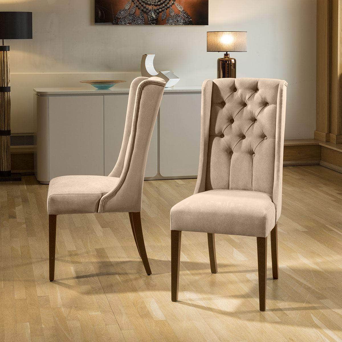 Quatropi Luxury Made to Order Premium High Back Velvet buttoned Dining Chair x2