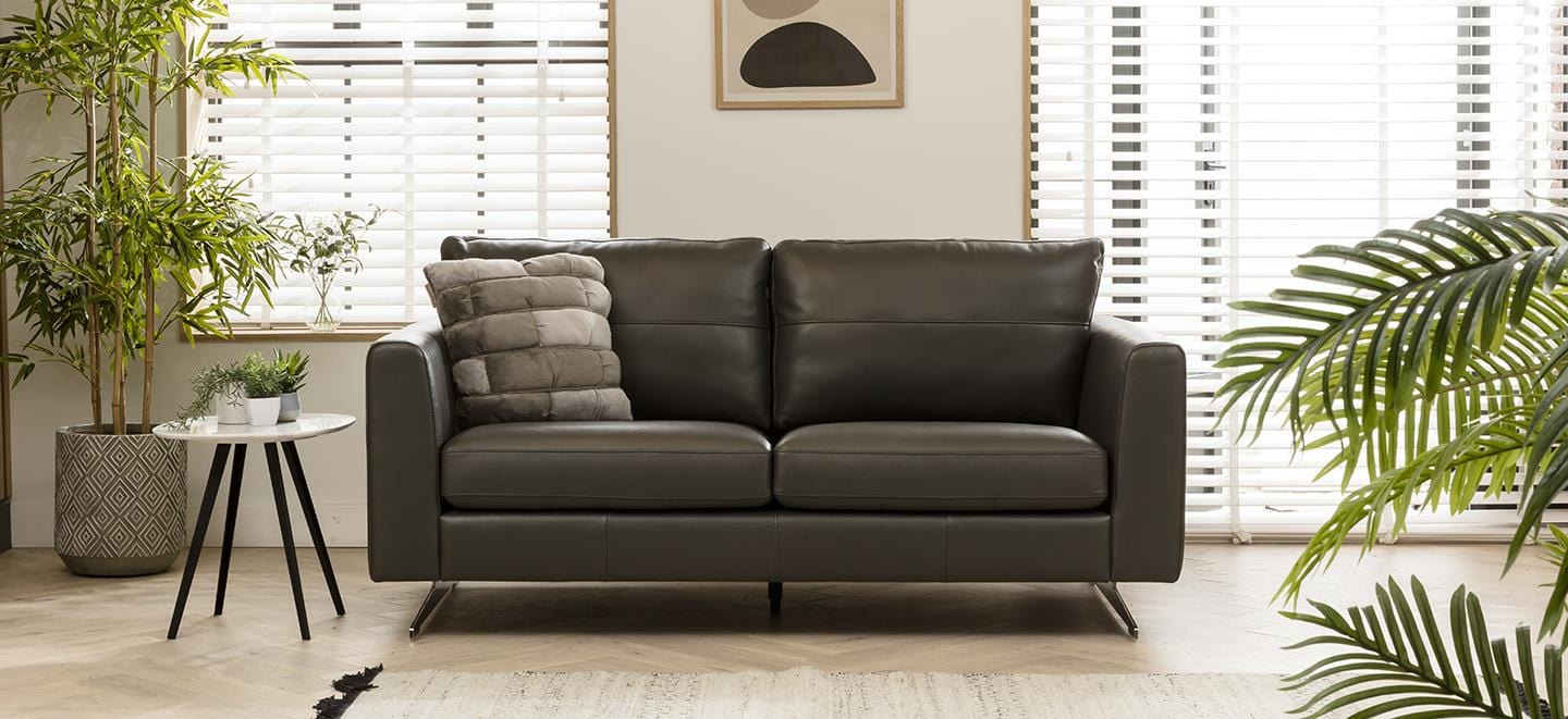 Quatropi Modern 2 Seater Leather Sofa - Premium Real Leather Custom Options - 181cm