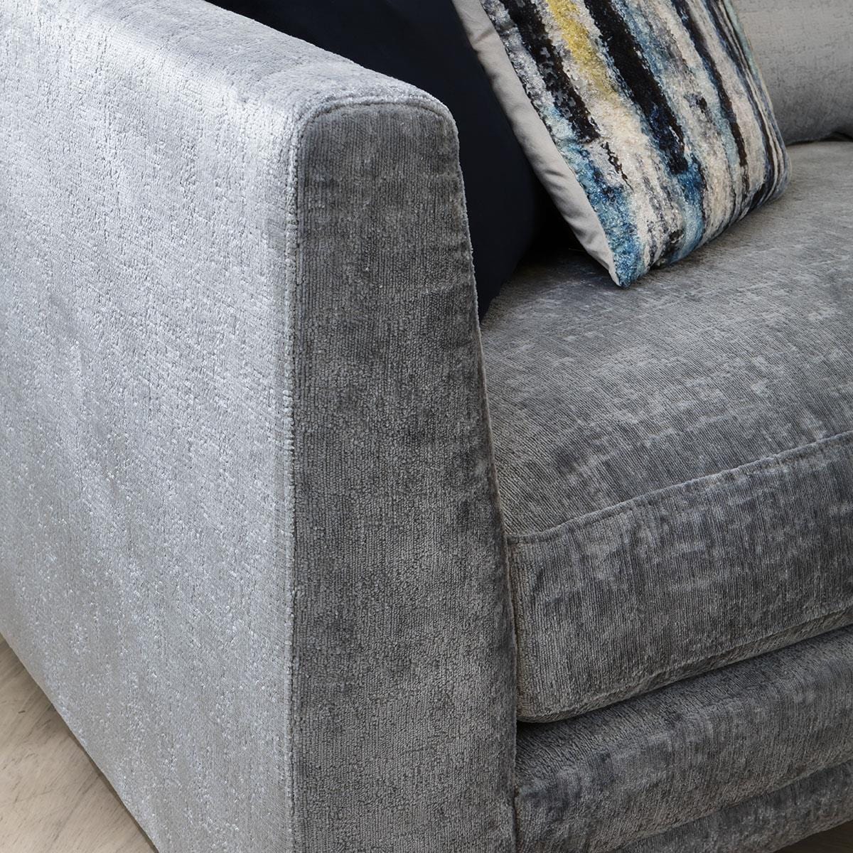 Quatropi Modern 3 Seat Sofa - Premium Fabric Upholstery - Riviera Sky Blue - 215cm