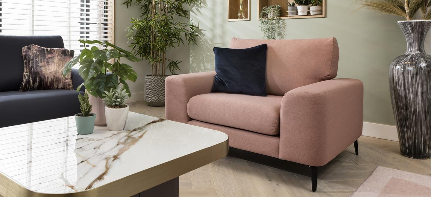 Quatropi Modern Fabric Snuggle Armchair - Premium Upholstery - Moly Pink - 124cm