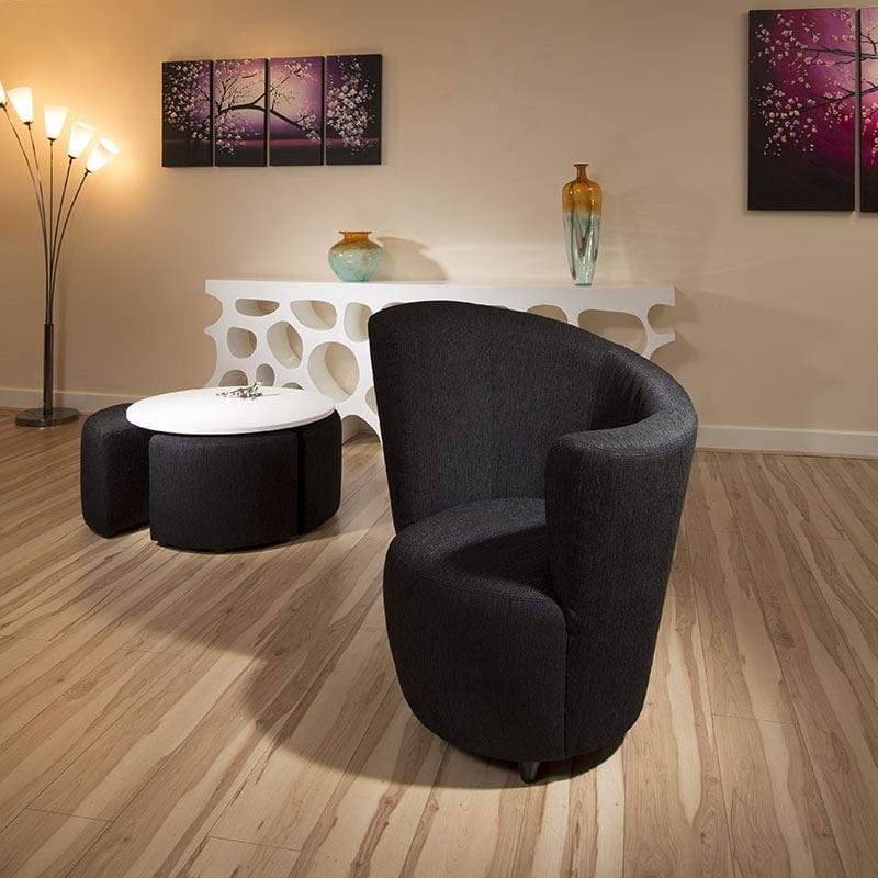 Quatropi Modern Large Curved Black Fabric Armchair/Armchairs/Tub Chair/Chairs