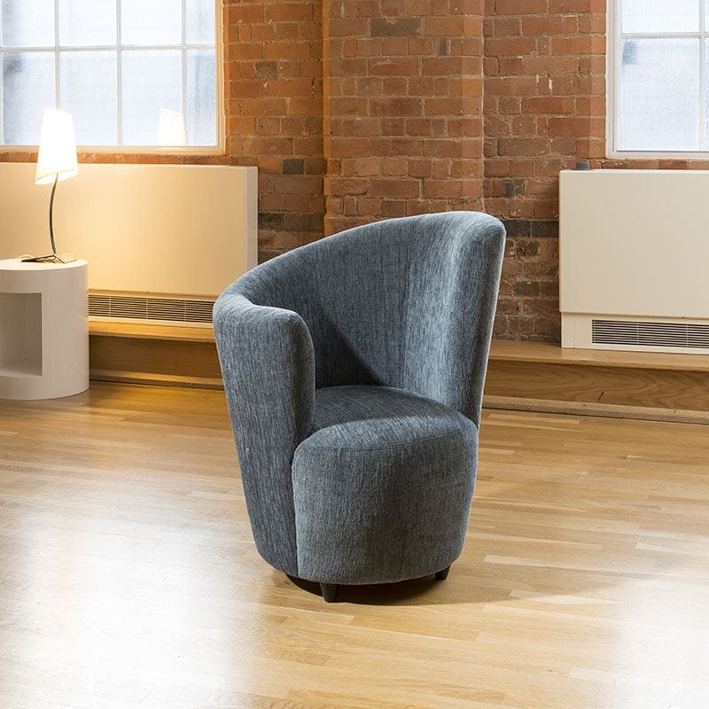Quatropi Modern Large Curved Blue Fabric Armchair / Armchairs /Tub Chair/Chairs