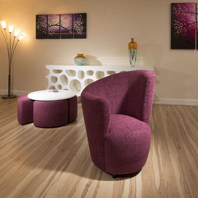 Quatropi Modern Large Curved Purple Fabric Armchair/Armchairs/Tub Chair/Chairs