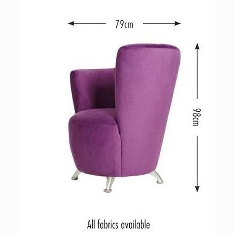 Quatropi Modern Large Curved Purple Fabric Armchair / Tub Chair with metal feet