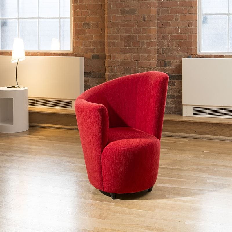 Quatropi Modern Large Curved Red Fabric Armchair / Armchairs / Tub Chair/Chairs