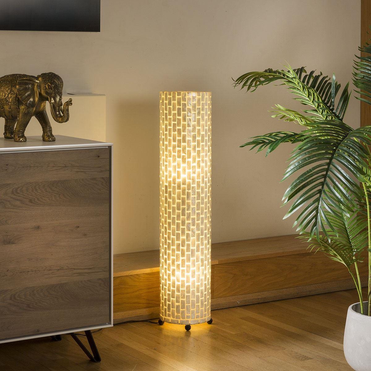 Quatropi Modern Tall Elegant Cylindrical Ivory Brick Floor Lamp 1000mm High