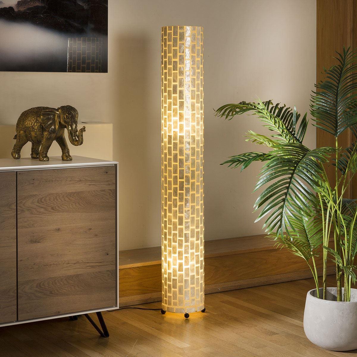 Quatropi Modern Tall Elegant Cylindrical Ivory Brick Floor Lamp 1500mm High