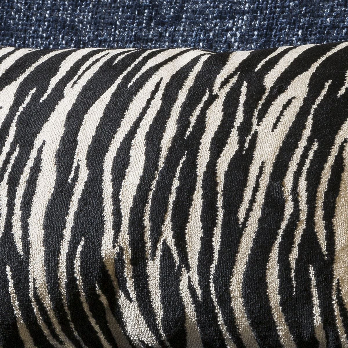 Quatropi Modern Velvet Zebra Print Bolster Cushion Pillow 350 x 500 Black Gold