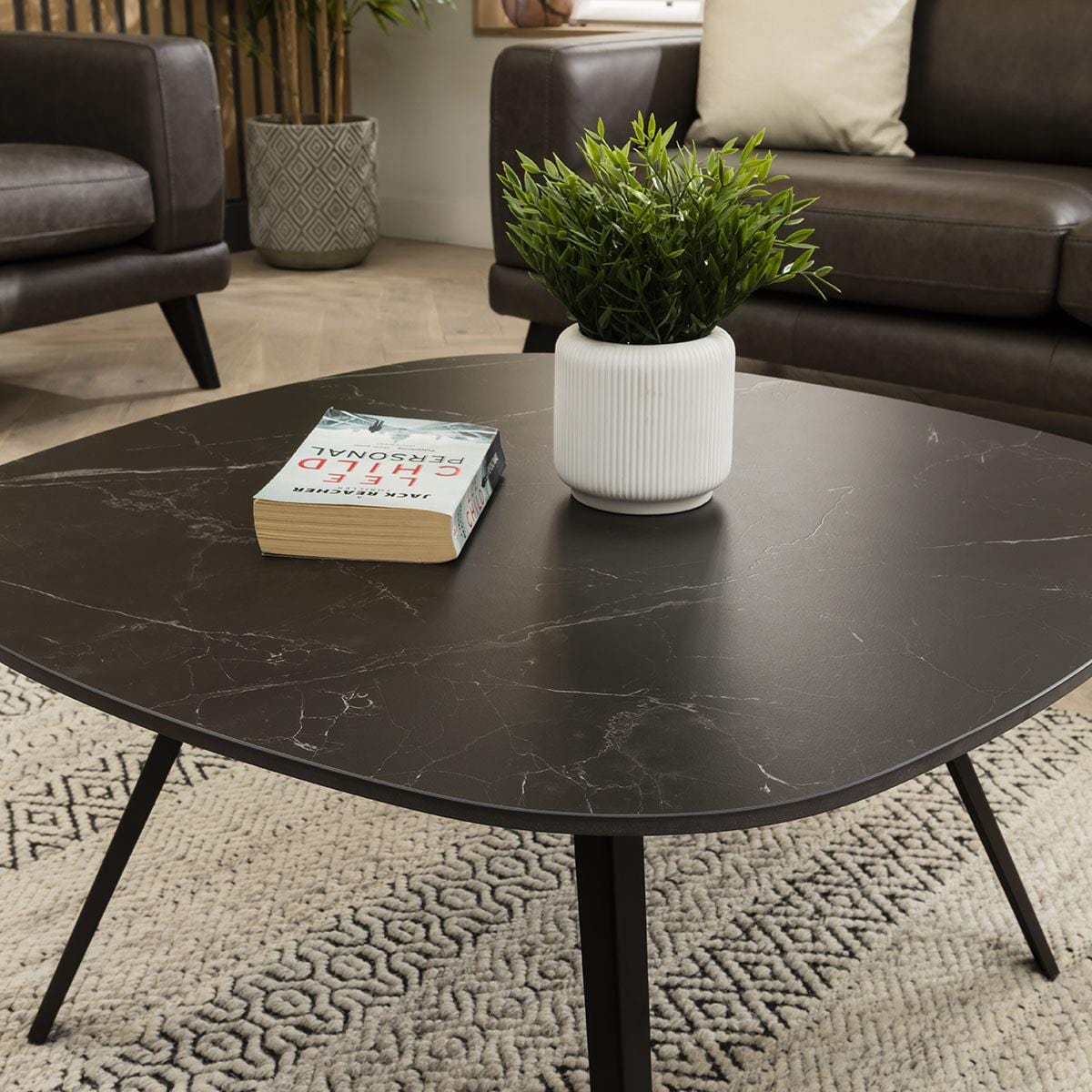 Quatropi Premium Black Ceramic Coffee Table - Scandi-Inspired Luxury Coffee Table