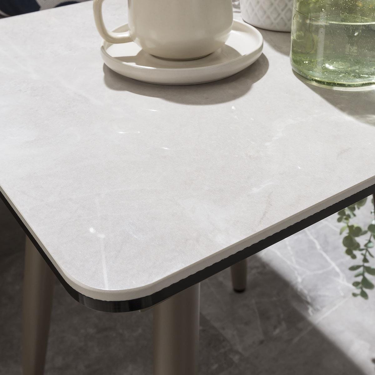 Quatropi Premium Garden Side Table | Aluminium & Grey Ceramic Top 45cm × 45cm