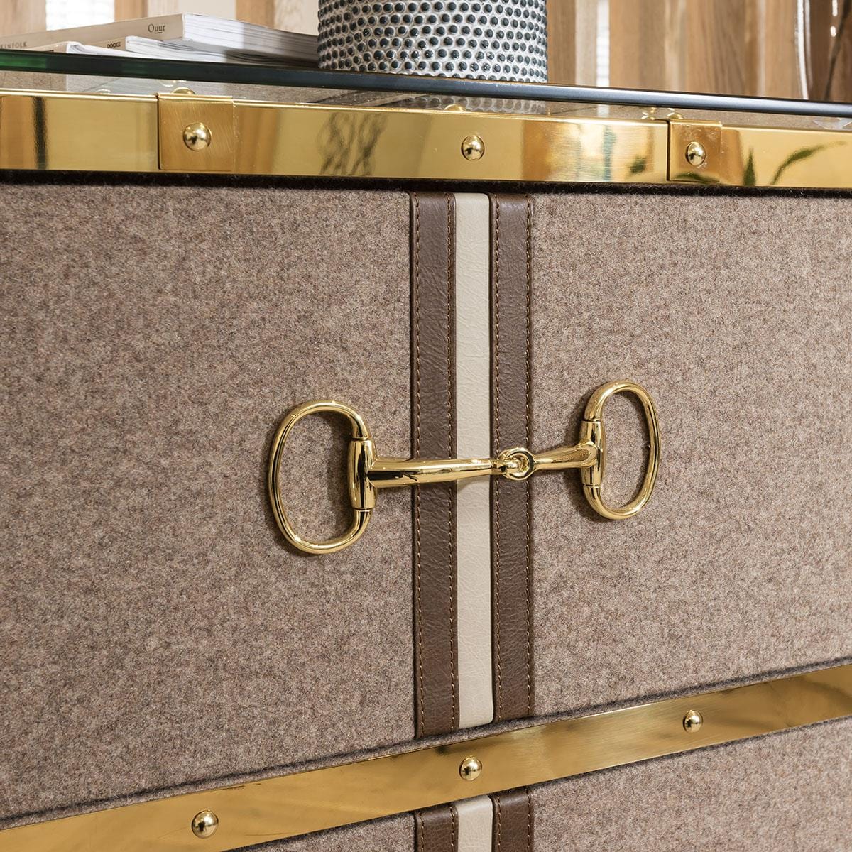 Quatropi Quatropi Chest of Drawers Trunk Style Gold Frame with Rivets & Leather