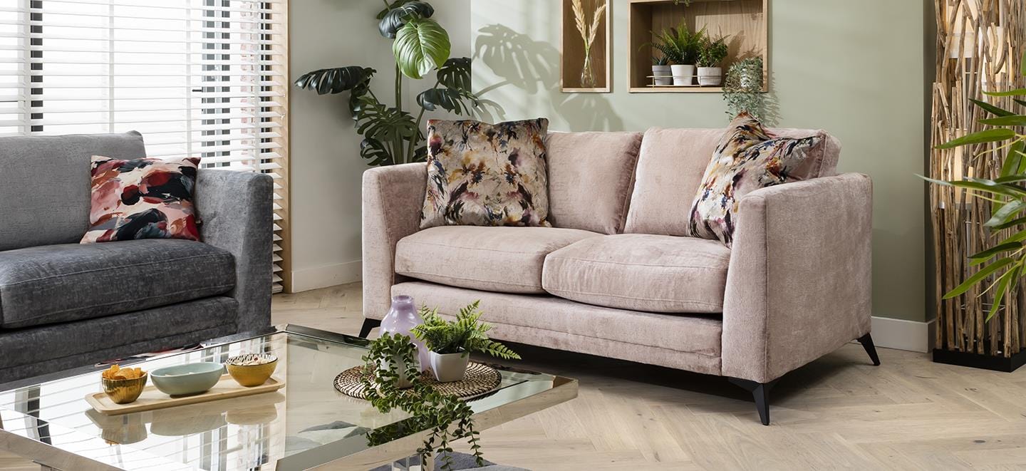 Quatropi Quatropi Modern 2 Seat Sofa - Premium Fabric - Riviera Blush Pink - 185cm