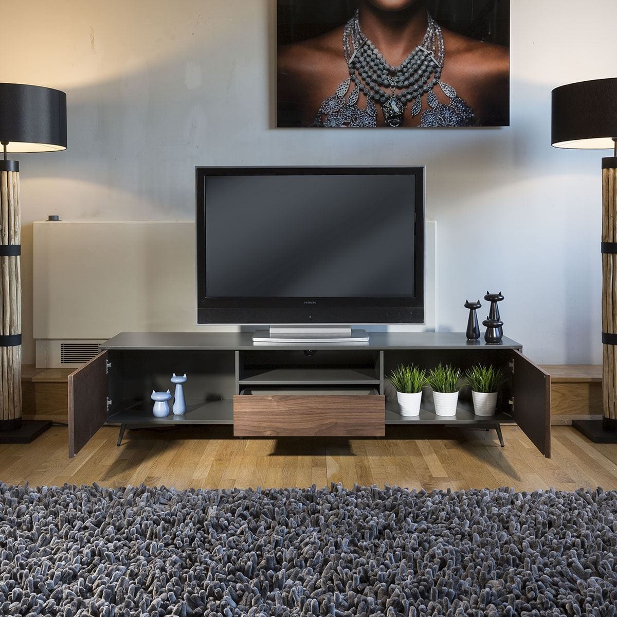 Quatropi Quatropi Tembie Large TV Stand / Cabinet / Sideboard Walnut / Grey