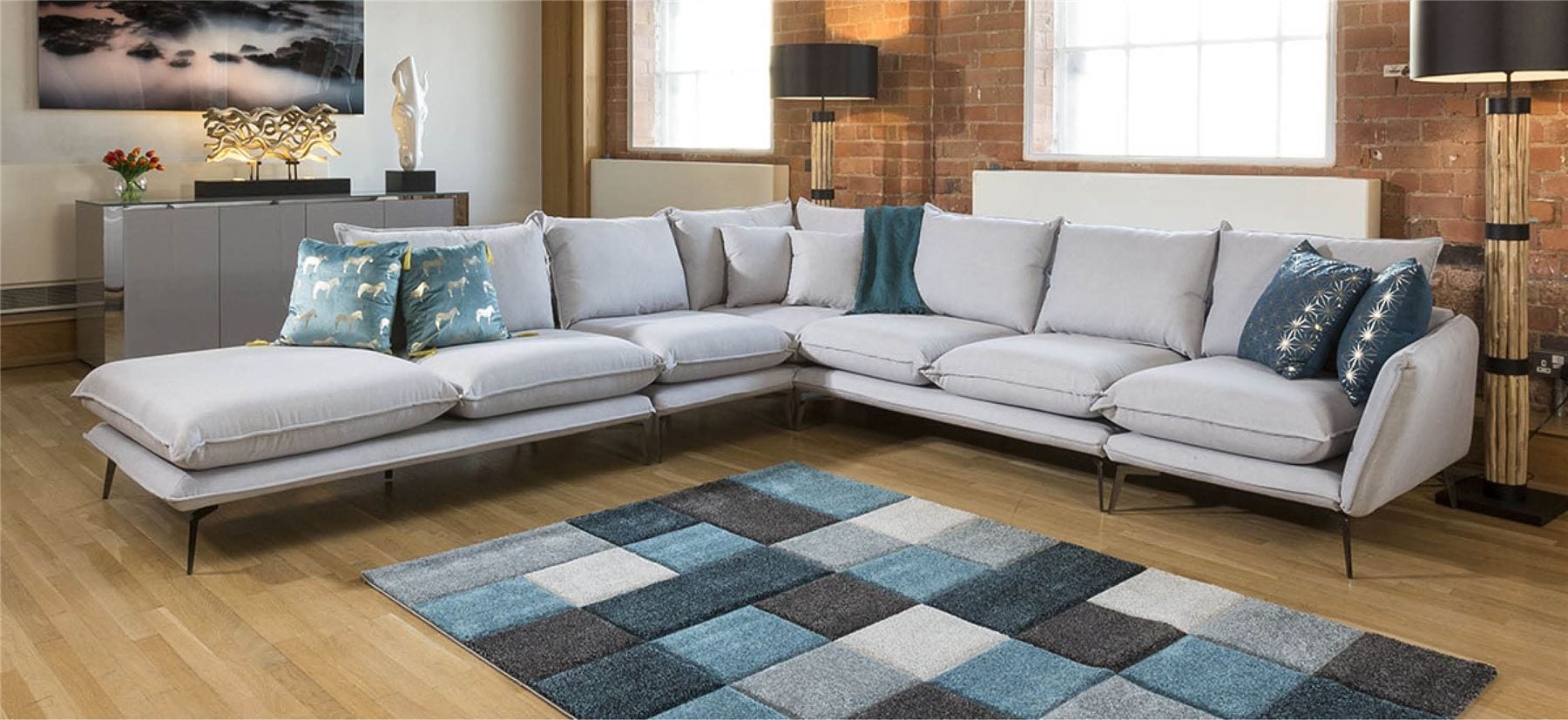 Quatropi Rachel Extra Large L Shape Corner Modular Sofa Many Fabrics 3.25 x 3.25m