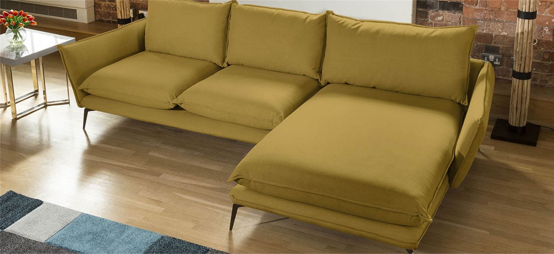 Quatropi Rachel Extra Wide L Shape Modular Sofa Chaise Many Fabrics 3.0 x 1.8m