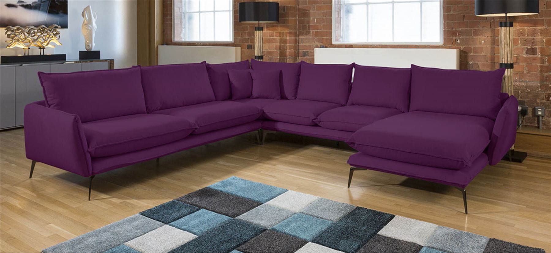 Quatropi Rachel Grand U Shape Designer Modular Sofa Many Fabrics 3.3 x 3.15m