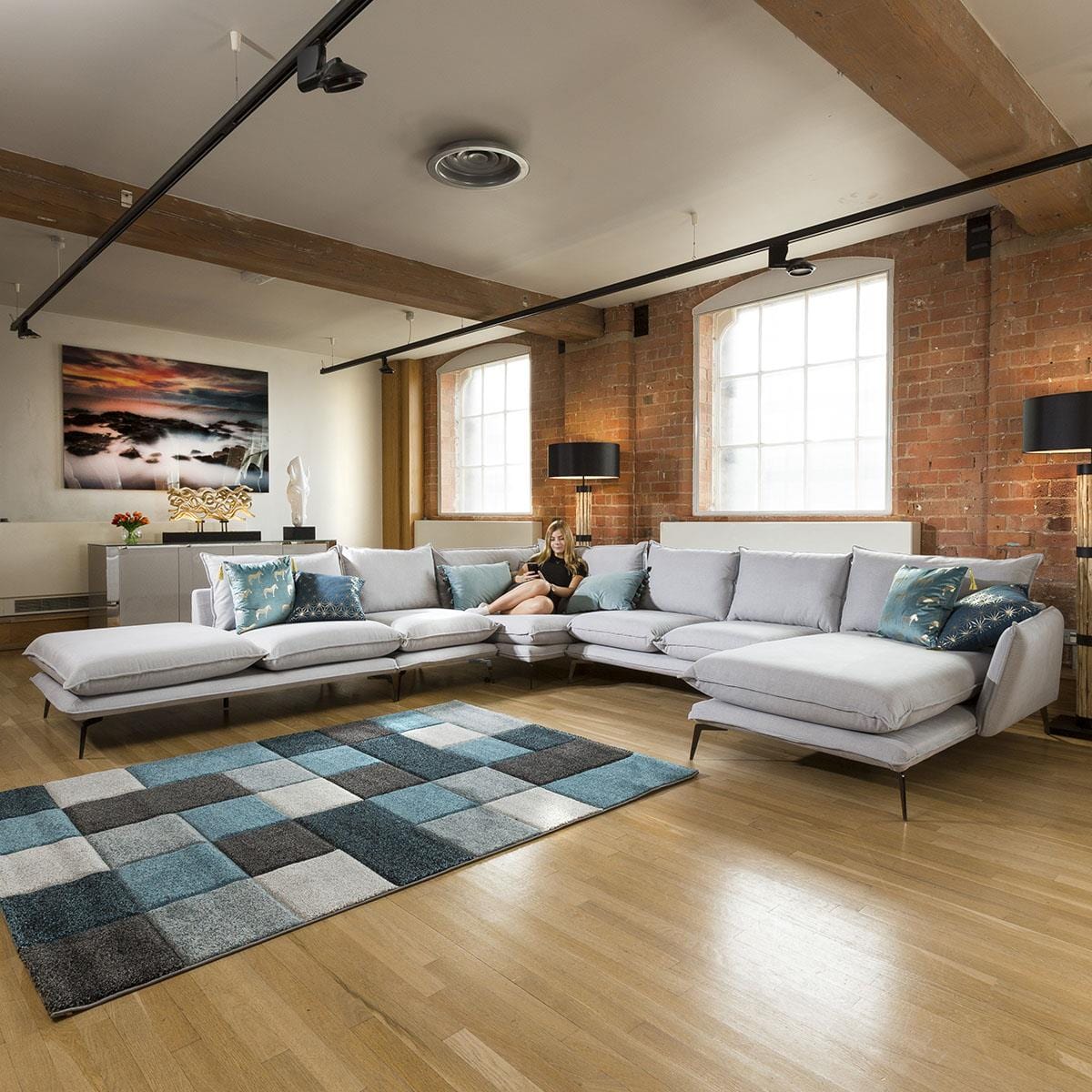 Quatropi Rachel Grand U Shape Oversize Corner Modular Sofa Many Fabrics 3.64 x 3.75m